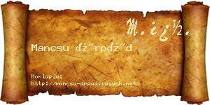 Mancsu Árpád névjegykártya